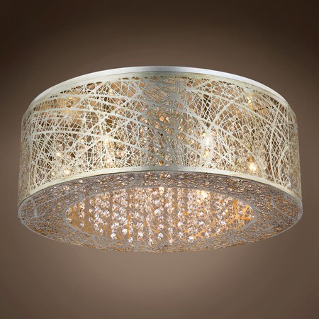 Joshua Marshal Lazer Golden Silver 9 Light Flush Mount W/Clear Asfour Crystals 701325-003